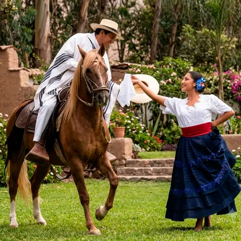 marinera con caballo de paso