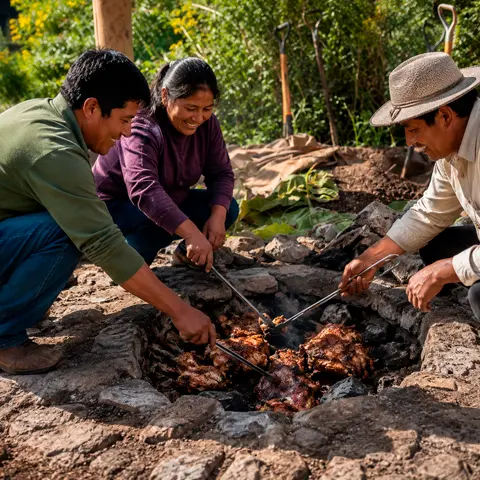 Pachamanca: The Andean Culinary Tradition of Cooking Underground 2 pachamanca en grupo